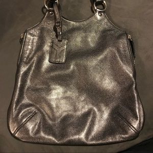 AUTHENTIC YSL Tribute Handbag Metallic Leather Bag